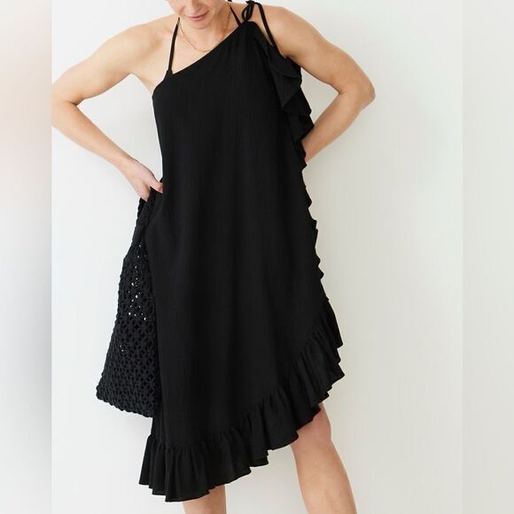J Crew Ruffle One Shoulder Cover Up Dress in Soft Gauze NWT - Picture 2 of 7